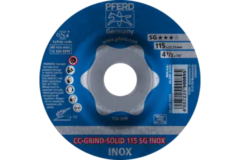 Disco de desbaste CC-GRIND-SOLID 115x22,23 mm COARSE línea de rendimiento SG INOX para acero inoxidable 2