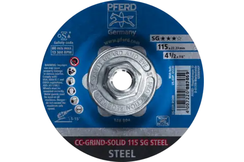 Grinding disc, CC-GRIND®-SOLID, 4-1/2" x 5/8-11, SG STEEL, Ceramic 1