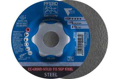 Disco de desbaste CC-GRIND-SOLID 115x22,23 mm COARSE línea especial SGP STEEL para acero 1