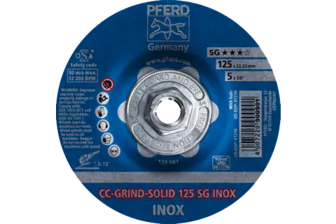 Disque abrasif CC-GRIND SOLID, 125x5/8"-11, gamme performance COARSE SG INOX pour l’acier inoxydable 1