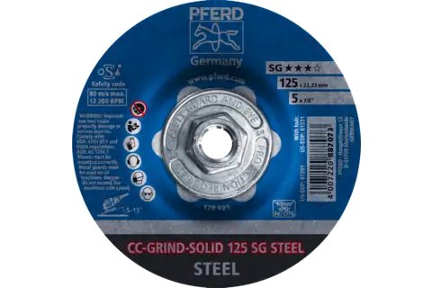 Disque abrasif CC-GRIND SOLID, 125x5/8"-11, gamme performance COARSE SG STEEL pour l’acier 1