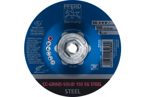 Disque abrasif CC-GRIND SOLID, 150x5/8"-11, gamme performance COARSE SG STEEL pour l’acier 1