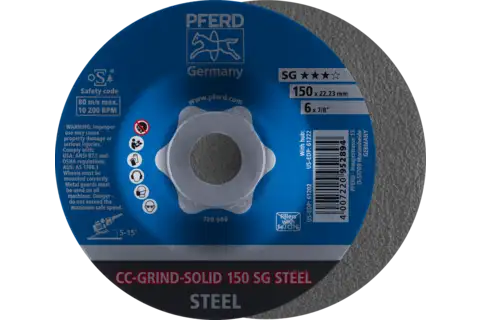 CC-GRIND SOLID taşlama diski 150x22.23 mm COARSE Performans Serisi SG STEEL çelik için 1