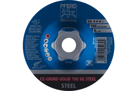 Disque abrasif CC-GRIND SOLID 150x22,23 mm, gamme performance COARSE SG STEEL pour acier 2