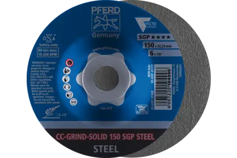 Disque abrasif CC-GRIND SOLID 150x22,23 mm, gamme spéciale COARSE SGP STEEL pour acier 1