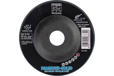 CC-GRIND SOLID DIAMOND 115x22,23 mm D427 (basto) para el mecanizado de materiales duros 2