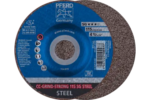 CC-GRIND STRONG taşlama diski 115x22.23 mm COARSE Performans Serisi SG STEEL çelik için 1