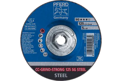 Grinding disc, CC-GRIND®-STRONG, 5" x 5/8-11, SG STEEL, Ceramic 1