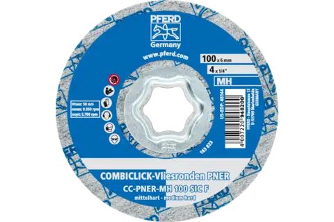 COMBICLICK pressed non-woven disc CC PNER dia. 100mm medium-hard SIC fine for finishing 3
