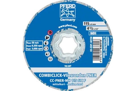 COMBICLICK pressed non-woven disc CC PNER dia. 115 mm medium-hard SIC fine for finishing 3