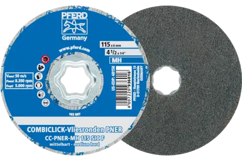 COMBICLICK pressed non-woven disc CC PNER dia. 115 mm medium-hard SIC fine for finishing 1