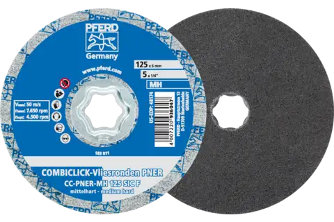 COMBICLICK pressed non-woven disc CC PNER dia. 125 mm medium-hard SIC fine for finishing 1
