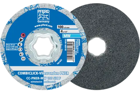COMBICLICK pressed non-woven disc CC PNER dia. 100mm medium-soft SIC fine for finishing 1
