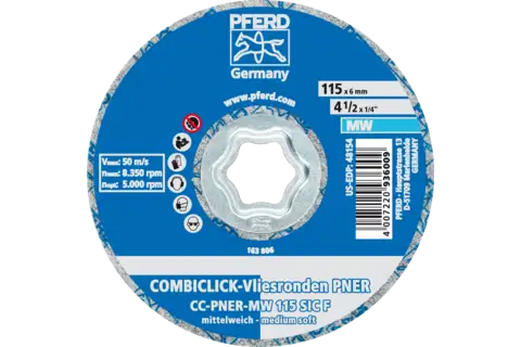 COMBICLICK pressed non-woven disc CC PNER dia. 115 mm medium-soft SIC fine for finishing 3
