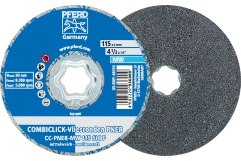 COMBICLICK pressed non-woven disc CC PNER dia. 115 mm medium-soft SIC fine for finishing 1