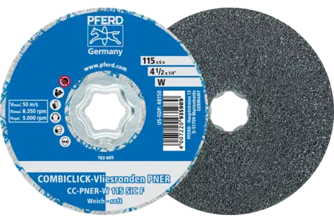 COMBICLICK pressed non-woven disc CC PNER dia. 115 mm soft SIC fine for finishing 1