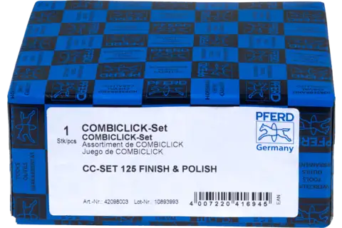 COMBICLICK-Vliesronden-Set Ø125mm VRH A100C, 180M, 240F und PNER W F mit CC-H-GT-Stützteller für Finish 2