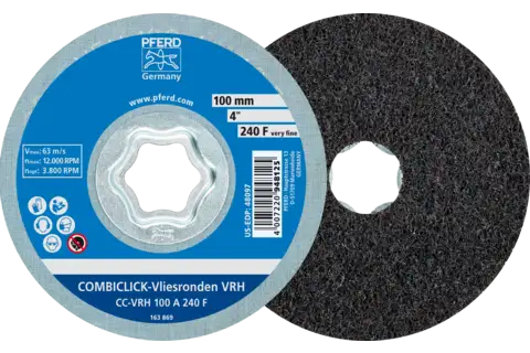 COMBICLICK hard non-woven disc CC dia. 100 mm A240F for fine grinding and finishing with an angle grinder 1