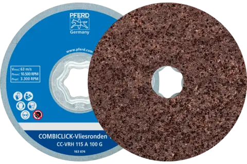 COMBICLICK hard non-woven disc CC dia. 115 mm A100G for fine grinding and finishing with an angle grinder