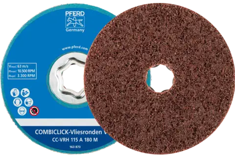COMBICLICK hard non-woven disc CC dia. 115 mm A180M for fine grinding and finishing with an angle grinder
