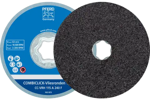 COMBICLICK hard non-woven disc CC dia. 115 mm A240F for fine grinding and finishing with an angle grinder