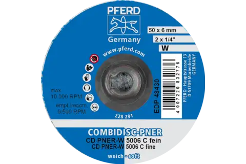 Rondelle en non-tissé comprimée COMBIDISC CD PNER Ø 50 mm, tendre SIC, fine pour la finition 3
