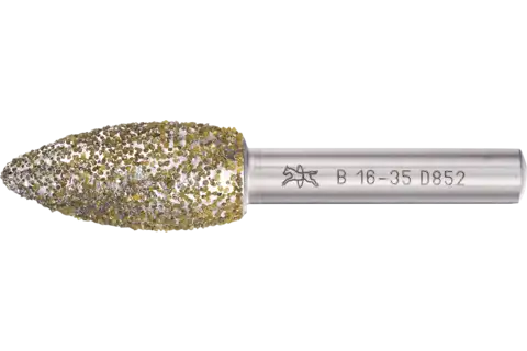 Diamond grinding point flame-shaped 16x35x8 mm D852 for grinding grey and nodular cast iron 1