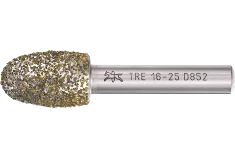 Diamant-Schleifstift Tropfenform 16x25x8 mm D852 zum Schleifen von Grau-und Sphäroguss 1
