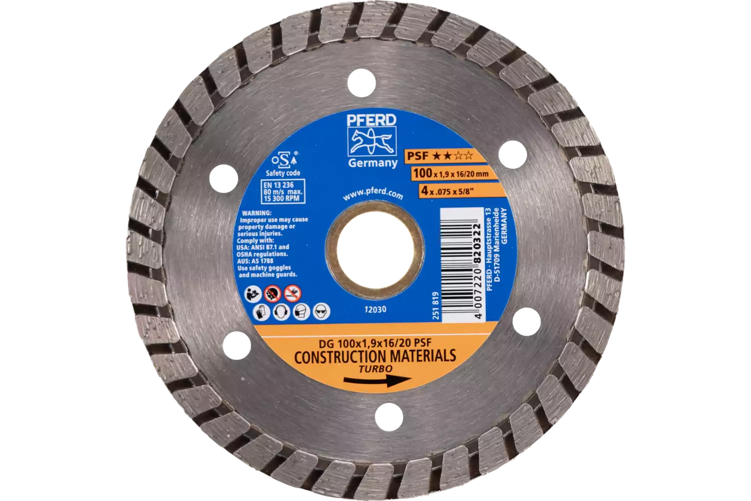 Diamond cut-off wheel DG 100x1.9x16/20 mm PSF for cutting stone/concrete, high cutting quality 1