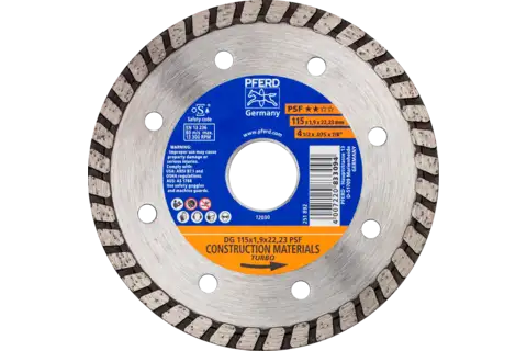 Diamond cut-off wheel DG 115x1.9x22.23 mm PSF for cutting stone/concrete, high cutting quality 1