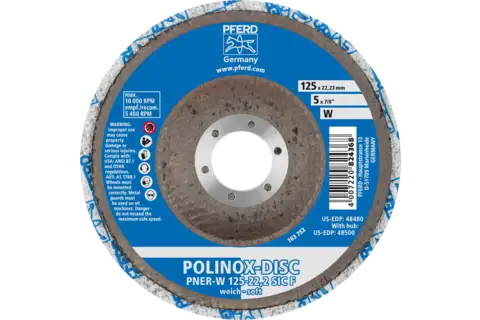 POLINOX presli elyaf disk PNER çap 125 mm merkez delik çapı 22,23 mm yumuşak SIC hassas finisaj için 3