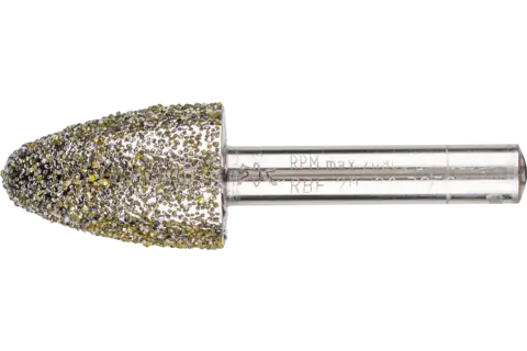 Meule sur tige diamant ogive à bout arrondi 20x30x8 mm D852 pour le meulage de fonte grise et à graphite sphéroïdal 1