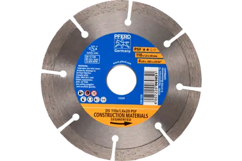 Diamond cut-off wheel DS 110x1.6x20 mm PSF for fast cutting of stone and concrete 1
