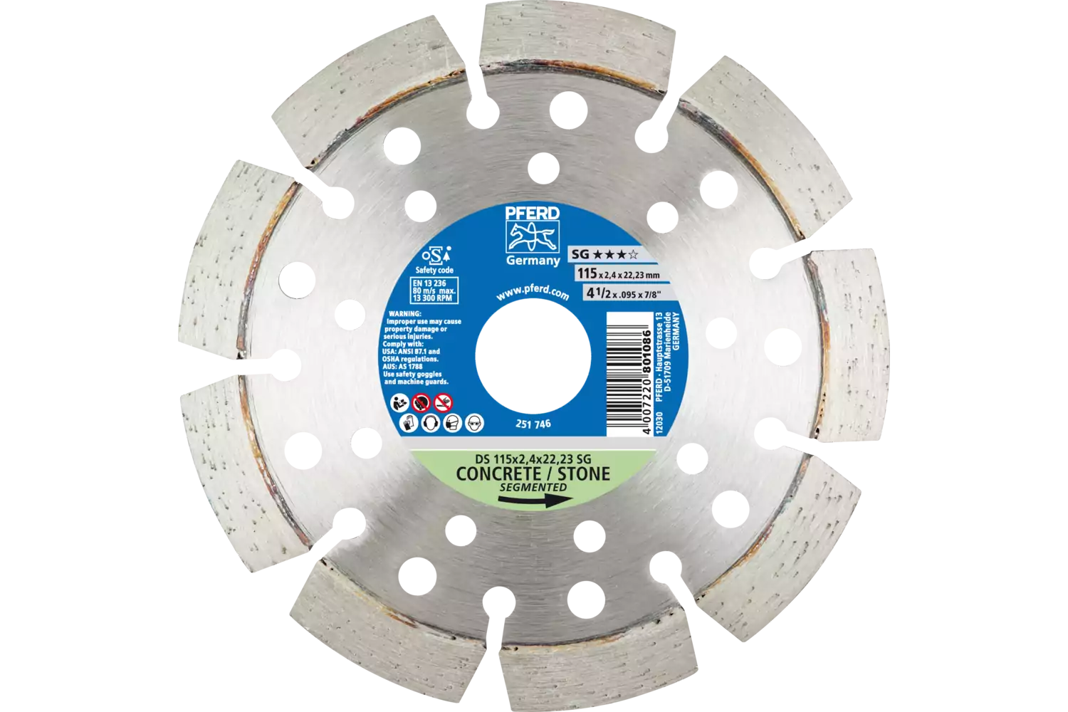 Diamond cut-off wheel DS 115x2.4x22.23 mm SG for fast cutting of stone and concrete 1