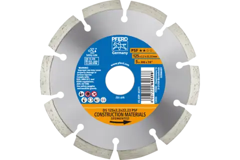 Diamond cut-off wheel DS 125x2.2x22.23 mm PSF for fast cutting of stone and concrete 1