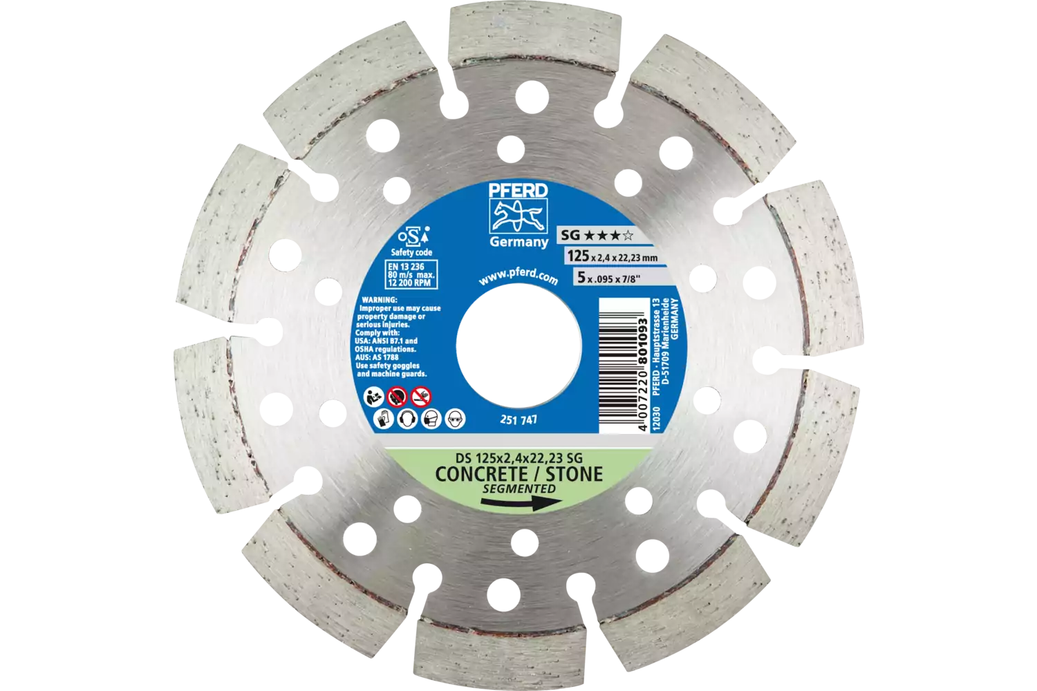 Diamond cut-off wheel DS 125x2.4x22.23 mm SG for fast cutting of stone and concrete 1