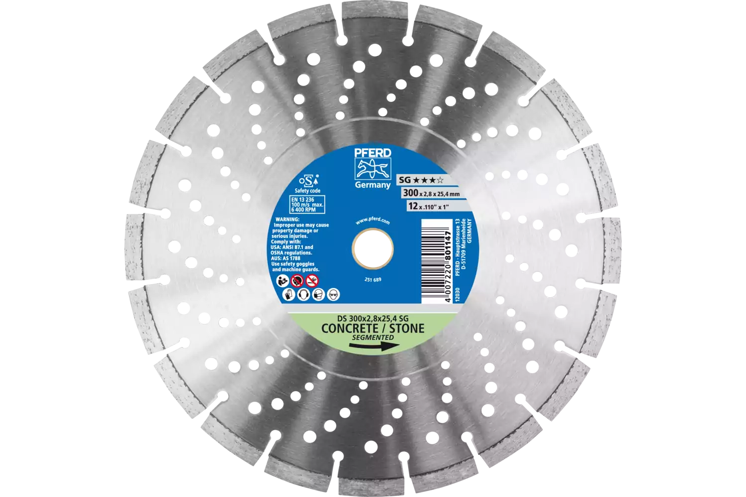 Diamond cut-off wheel DS 300x2.8x25.4 mm SG for fast cutting of stone and  concrete