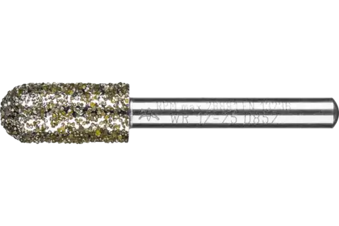 Meule sur tige diamant cylindrique à bout arrondi Ø12,0 mm, tige Ø 6 mm D852 (très grossière) pour l'ébavurage 1