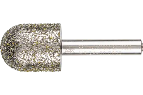 Meule sur tige diamant cylindrique à bout arrondi 24x30x8 mm D852 pour le meulage de fonte grise et à graphite sphéroïdal 1