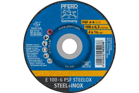 Grinding wheel E 100x6.3x16 mm Universal Line PSF STEELOX for steel/stainless steel 1