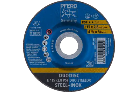 DUODISC cut-off/grind. E 115x2.8x22.23 mm depressed-centre Uni. Line PSF DUO STEELOX f. steel/VA 1
