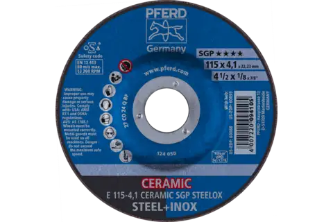 Grinding wheel E 115x4.1x22.23 mm CERAMIC Performance Line SG STEELOX for steel/stainless steel 1