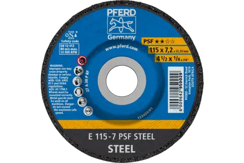 Grinding wheel E 115x7.2x22.23 mm Universal Line PSF STEEL for steel (2) 1