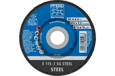 Grinding wheel E 115x7.2x22.23 mm Performance Line SG STEEL for steel (2) 1