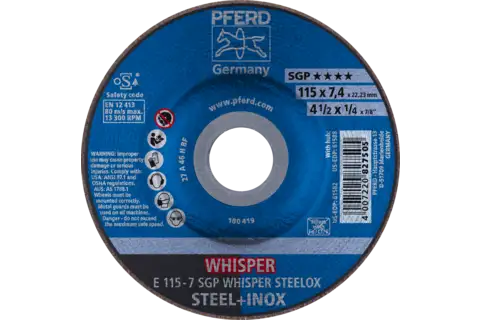 Grinding wheel E 115x7.4x22.23 mm Special Line SGP STEELOX for steel/stainless steel 1
