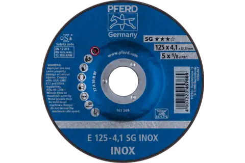 Grinding wheel E 125x4.1x22.23 mm Performance Line SG INOX for stainless steel 1