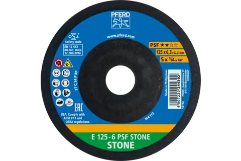 Grinding wheel E 125x6x22.23 mm Universal Line PSF STONE for stone 1