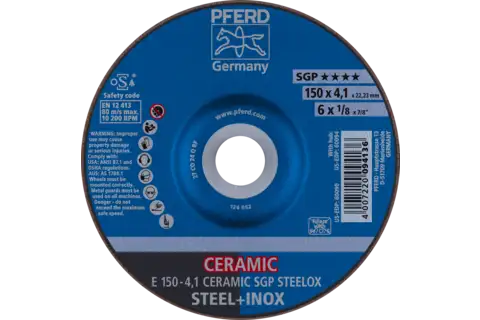 Grinding wheel E 150x4.1x22.23 mm CERAMIC Performance Line SG STEELOX for steel/stainless steel 1