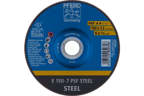 Taşlama taşı E 150x7,2x22,23 mm Üniversal Serisi PSF STEEL, çelik için 1