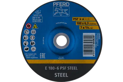 Grinding wheel E 180x6x22.23 mm Universal Line PSF STEEL for steel 1
